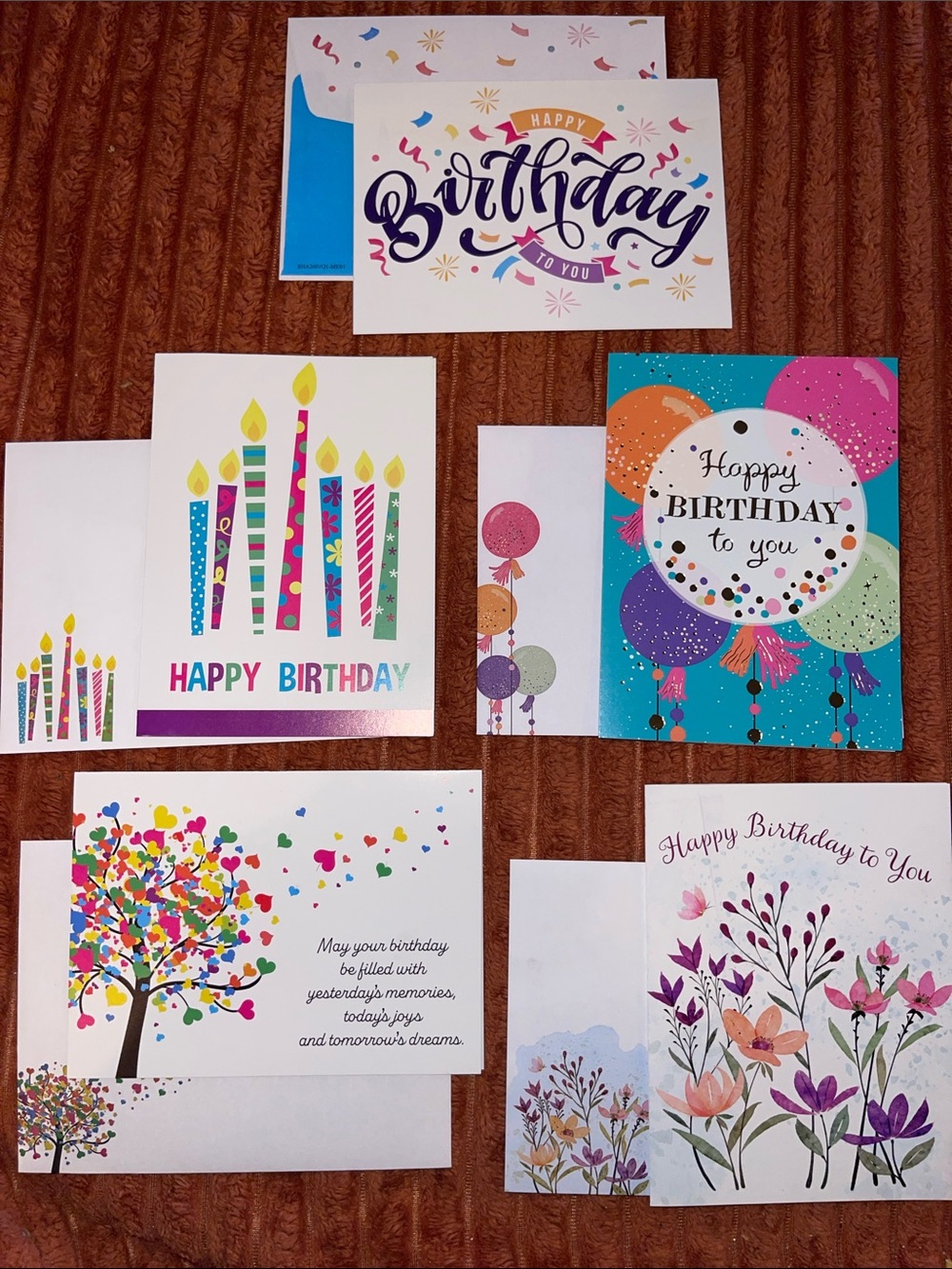 $3/10 Assorted Colorful Birthday Cards & Envelopes- Happy Birthday Greeting Pack